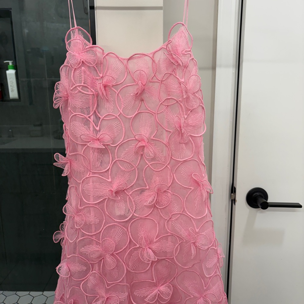 Selezza Pink Floral Appliqué Mini Dress - Picture 4 of 9